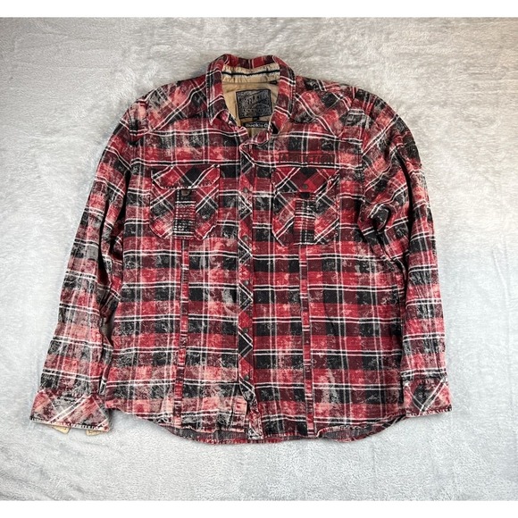 Affliction Black Premium Plaid Snap Button Shirt Mens 2XL Multicolor Fashion - Picture 1 of 7